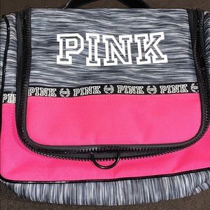 Pink hanging shower travel makeup cosmetic bag